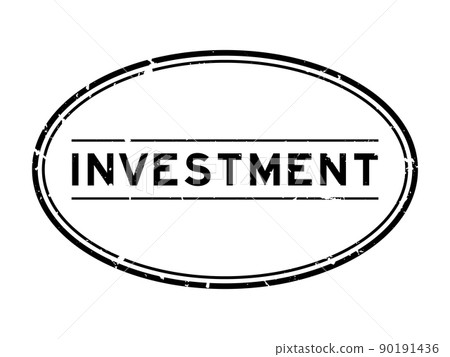 Grunge black investment word oval rubber seal stamp on white background 90191436