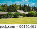 View of the courtyard of the Great Buddha Hall at Todaiji Temple in Nara 90191491
