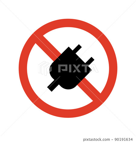The sign of no power plug. Isolated Vector Illustration. 90191634