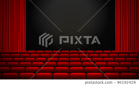 red movie theater seats with curtains background red movie theater seats with curtains background 90192429