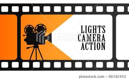 firlm strip with camera cinema background vector illustration 90192433