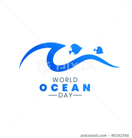 logo style world ocean day concept with fish 90192568