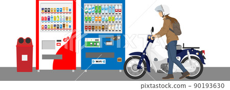 推自動售貨機和輕便摩托車的女騎手 推自動售貨機和輕便摩托車的女騎手 90193630