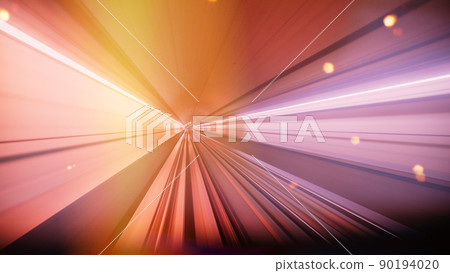 Monorail motion blur in Dubai, UAE. Dubai metro, abstract. FPV POV At Fast Speed Drive Motion. Driverless metro in blurred motion 90194020