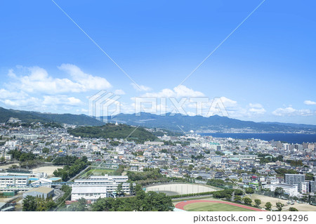 Beppu city area and Beppu bay 90194296