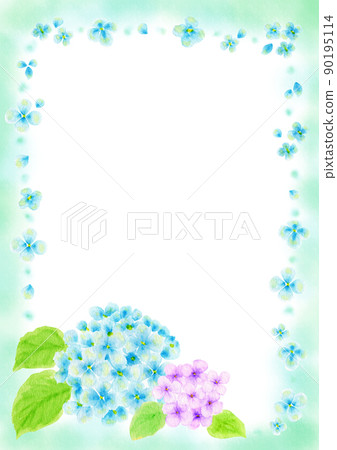 Illustration of hydrangea drawn in watercolor (vertical position) Illustration of hydrangea drawn in watercolor (vertical position) 90195114