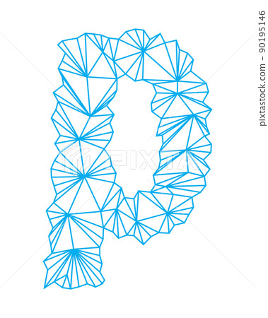 Polygonal blue outline letter.Custom vector font. Polygonal blue outline letter.Custom vector font. 90195146