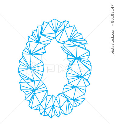 Polygonal blue outline letter.Custom vector font. Polygonal blue outline letter.Custom vector font. 90195147
