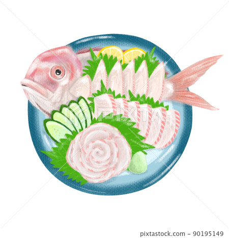 Sea bream figure drawn with colored pencils 90195149