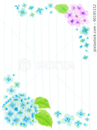 Illustration of hydrangea drawn in watercolor (vertical position) 90195152