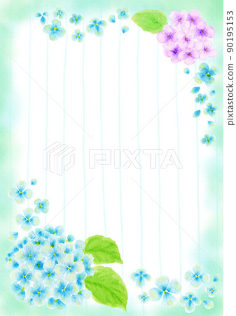Illustration of hydrangea drawn in watercolor (vertical position) Illustration of hydrangea drawn in watercolor (vertical position) 90195153