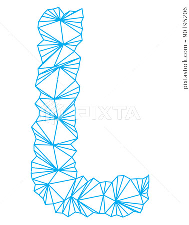 Polygonal blue outline letter.Custom vector font. Polygonal blue outline letter.Custom vector font. 90195206