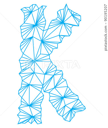 Polygonal blue outline letter.Custom vector font. Polygonal blue outline letter.Custom vector font. 90195207