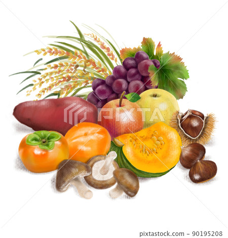 Illustration of autumn taste drawn with colored pencils 90195208