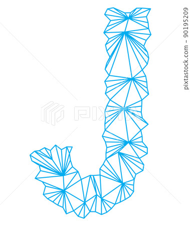 Polygonal blue outline letter.Custom vector font. Polygonal blue outline letter.Custom vector font. 90195209