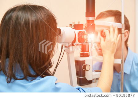 ophthalmologist medical patient. Eye clinic treatment. Hospital optics 90195877