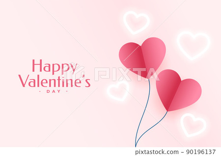 happy valentines day greeting with paper and neon hearts design happy valentines day greeting with paper and neon hearts design 90196137