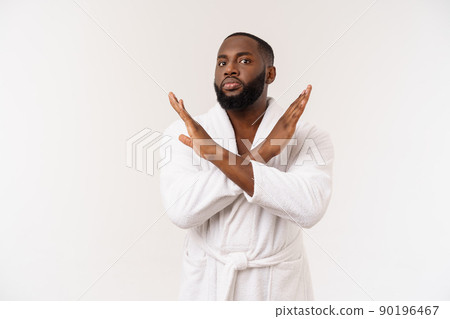 Portrait shock and annoyed displeased young man raising hands up to say no stop right there isolated grey background. Portrait shock and annoyed displeased young man raising hands up to say no stop right there isolated grey background. 90196467