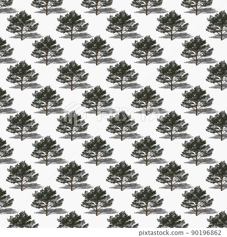 Isolated trees on a white background seamless pattern. 90196862
