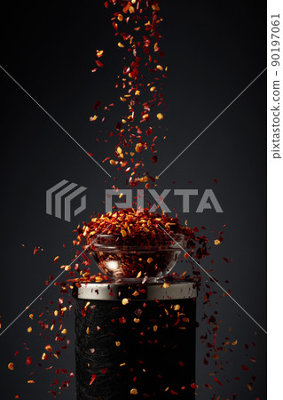 Flakes of red hot chili pepper. Flakes of red hot chili pepper. 90197061