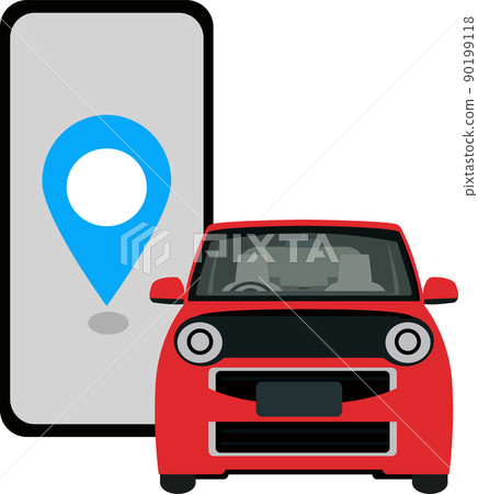 Illustration material vector of car sharing and location information 90199118
