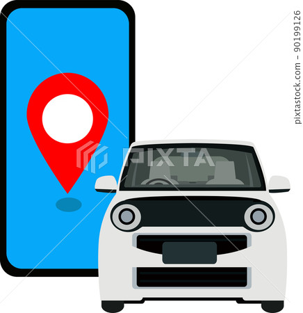 汽車共享和位置信息的插圖素材矢量 90199126