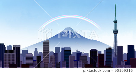 摩天大樓大城市富士山背景素材 摩天大樓大城市富士山背景素材 90199316