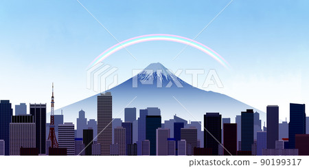 摩天大樓大城市富士山背景素材 摩天大樓大城市富士山背景素材 90199317