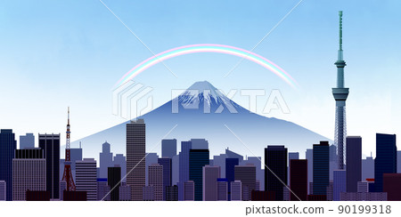 摩天大樓大城市富士山背景素材 摩天大樓大城市富士山背景素材 90199318