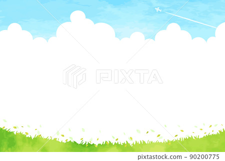 簡單的草地和藍天背景插圖 90200775