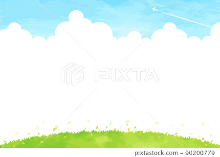 Simple hand-painted meadow and sky landscape illustration Simple hand-painted meadow and sky landscape illustration 90200779