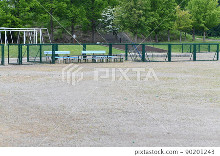 Scenery of a baseball field bench in Nanyo City General Park Scenery of a baseball field bench in Nanyo City General Park 90201243