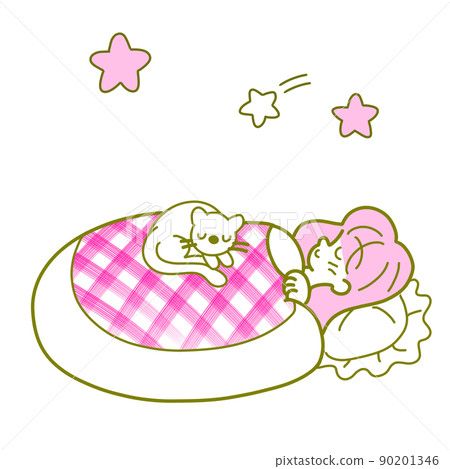 Girl sleeping on a futon 90201346