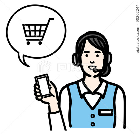 Young woman of operator who is explaining online shopping with a smartphone Young woman of operator who is explaining online shopping with a smartphone 90202244