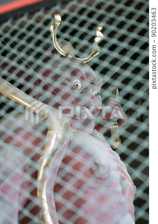 Horinouchi Myohoji Temple Nio statue through wire mesh Agata Horinouchi Myohoji Temple Nio statue through wire mesh Agata 90203463