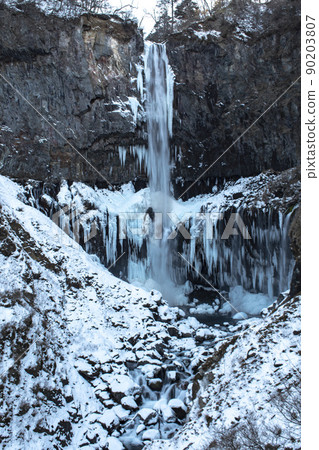 Kegon Falls freezes in the cold of winter 90203807