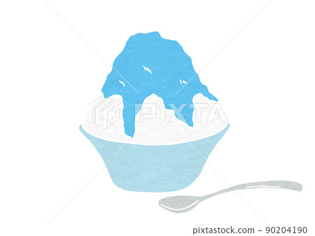 Illustration of Blue Hawaiian flavored shaved ice in a separate spoon (print style) Illustration of Blue Hawaiian flavored shaved ice in a separate spoon (print style) 90204190