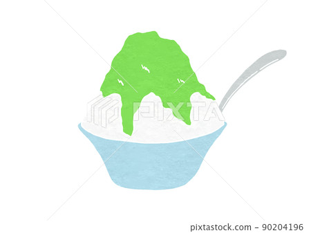 Illustration of melon-flavored shaved ice in a spoonful bowl (print style) Illustration of melon-flavored shaved ice in a spoonful bowl (print style) 90204196