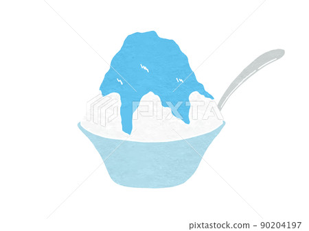 Illustration of Blue Hawaiian flavored shaved ice in a spoonful (print style) Illustration of Blue Hawaiian flavored shaved ice in a spoonful (print style) 90204197