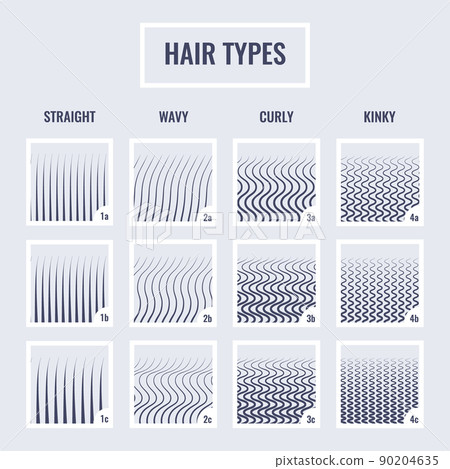 Detailed hair types chart set of strands growth patterns 90204635