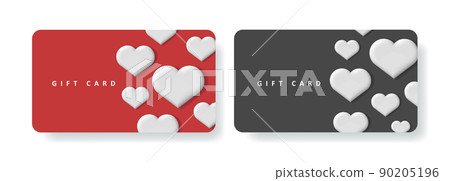 Card template with volume hearts pattern on black an re backdrop 90205196