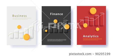 Set of business posters with 3d illustration of bar chart with coins Set of business posters with 3d illustration of bar chart with coins 90205199