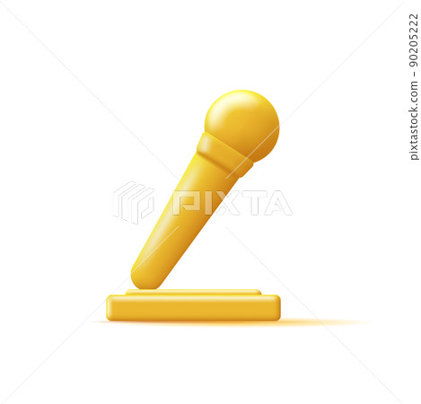 Golden microphone award icon, 3d illustration… - Stock Illustration