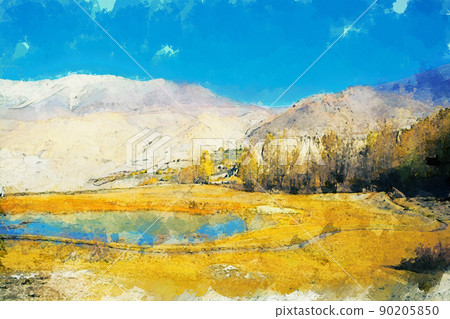 Digital painting of landscape in autumn Digital painting of landscape in autumn 90205850