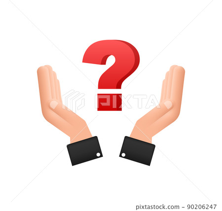 3d question mark in hands for concept design. Technology vector illustration. Abstract isometric illustration. Business vector icon. 90206247