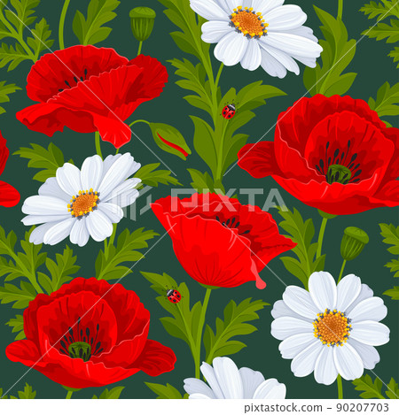 Poppy Daisy Seamless Pattern Poppy Daisy Seamless Pattern 90207703