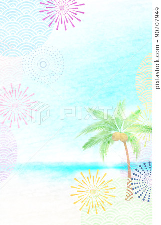 煙花海棕櫚樹背景 煙花海棕櫚樹背景 90207949