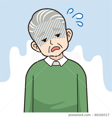 Tired senior man_line drawing - Stock Illustration [90208317] - PIXTA