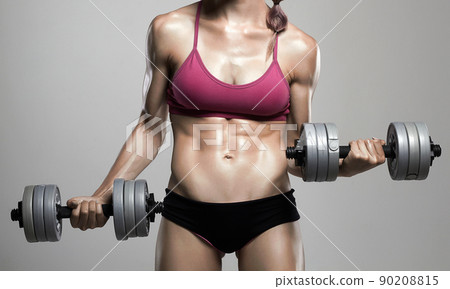 fitness bodybuilder woman with dumbbells fitness bodybuilder woman with dumbbells 90208815