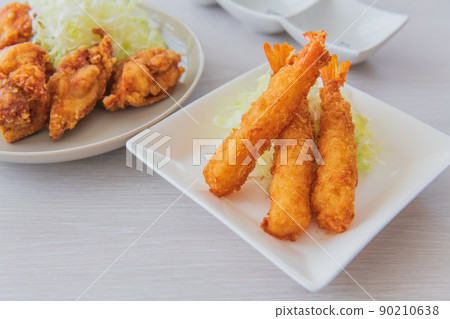Fried shrimp fried food tableware food image material 90210638